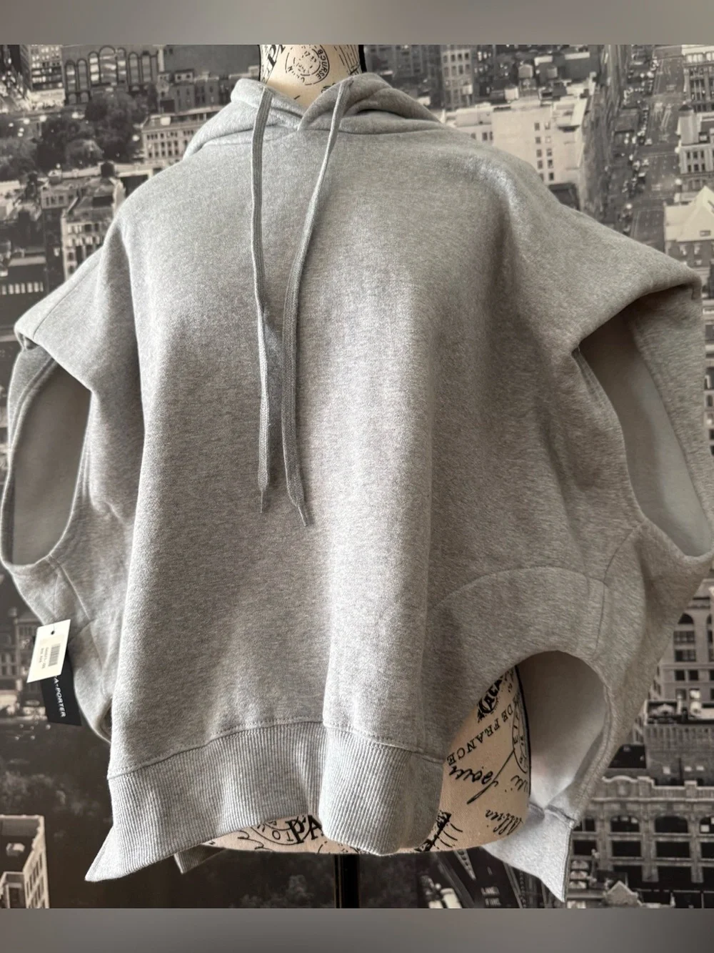The Frankie Shop Alex Sleeveless Statement Shoulder Hoodie NWT | Heather Grey